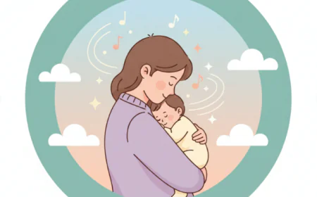 Parent singing a lullaby while holding a baby gently