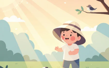 Toddler playing outdoors in soft sunlight for natural vitamin D