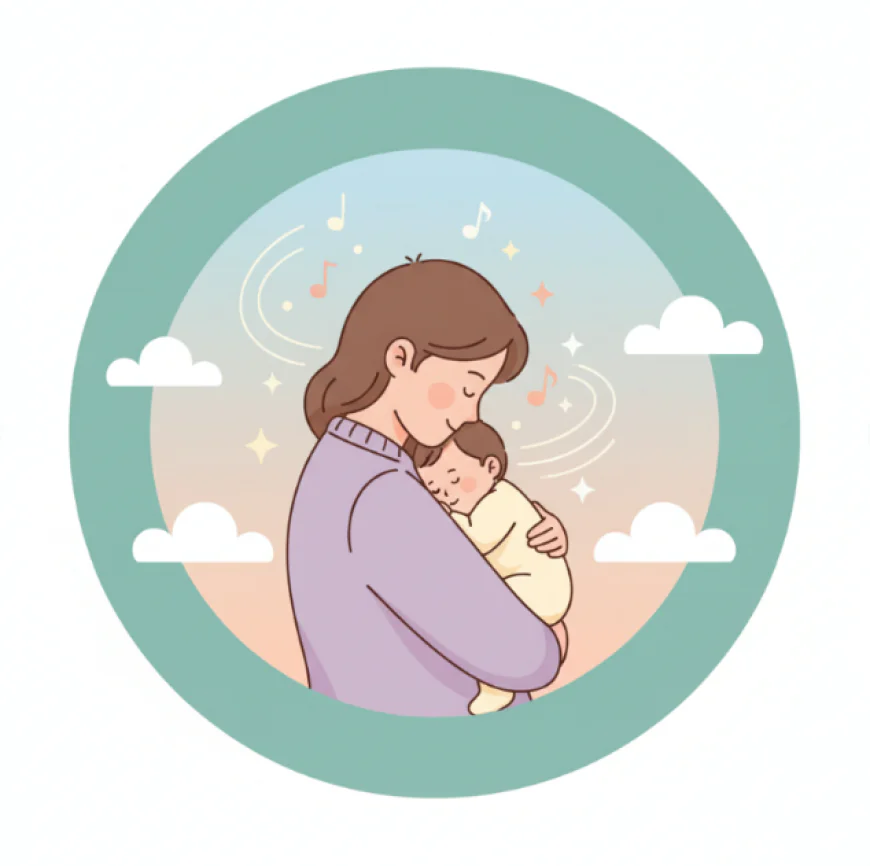 Parent singing a lullaby while holding a baby gently