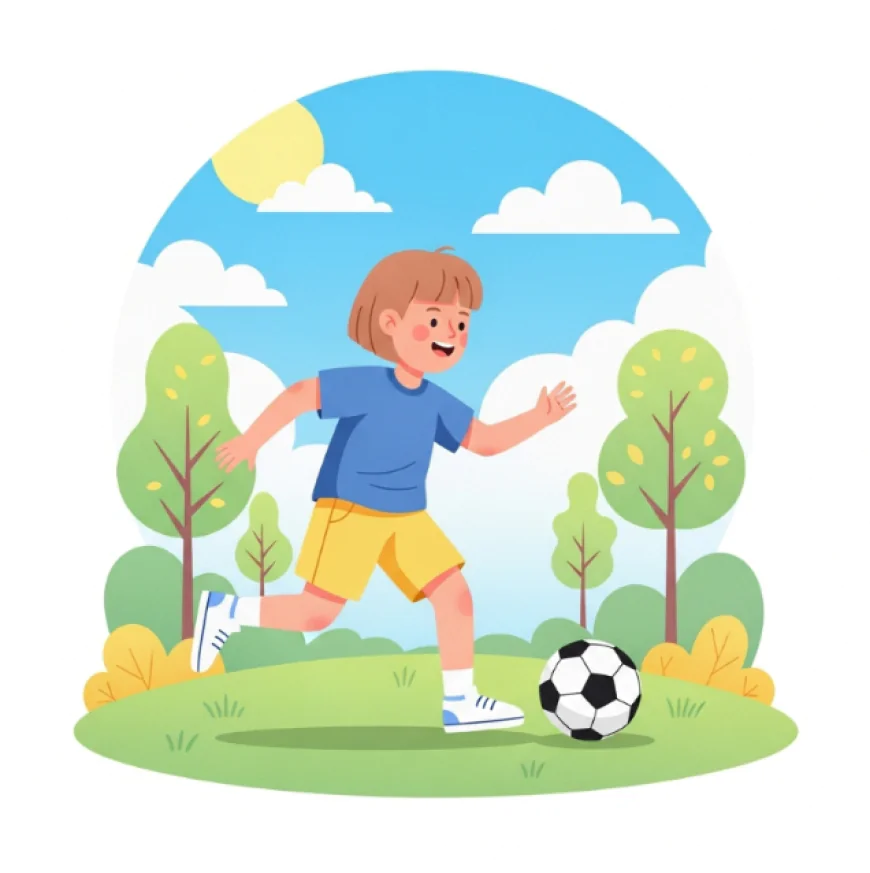 Child running with a soccer ball full of energy