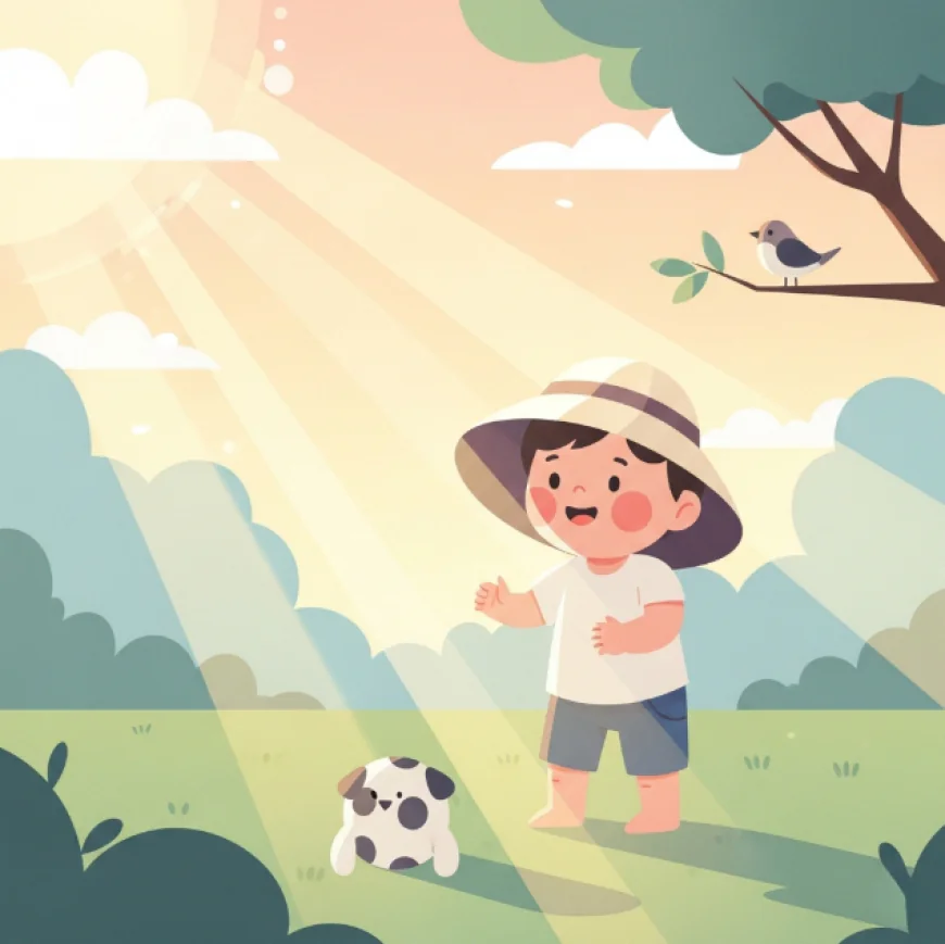 Toddler playing outdoors in soft sunlight for natural vitamin D